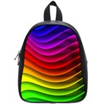 Spectrum Rainbow Background Surface Stripes Texture Waves School Bags (Small)  Front