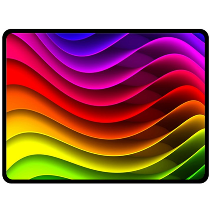 Spectrum Rainbow Background Surface Stripes Texture Waves Double Sided Fleece Blanket (Large) 