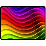 Spectrum Rainbow Background Surface Stripes Texture Waves Double Sided Fleece Blanket (Large)  80 x60  Blanket Back