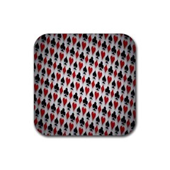 Suit Spades Hearts Clubs Diamonds Background Texture Rubber Coaster (square)  by Simbadda