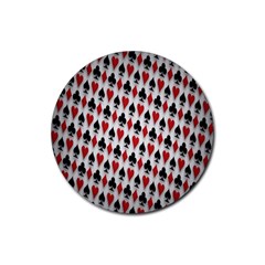 Suit Spades Hearts Clubs Diamonds Background Texture Rubber Round Coaster (4 Pack)  by Simbadda