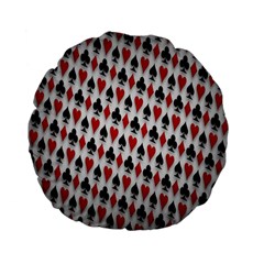 Suit Spades Hearts Clubs Diamonds Background Texture Standard 15  Premium Flano Round Cushions by Simbadda