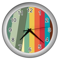 Texture Stripes Lines Color Bright Wall Clocks (silver) 