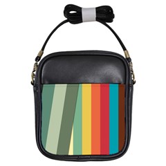 Texture Stripes Lines Color Bright Girls Sling Bags by Simbadda