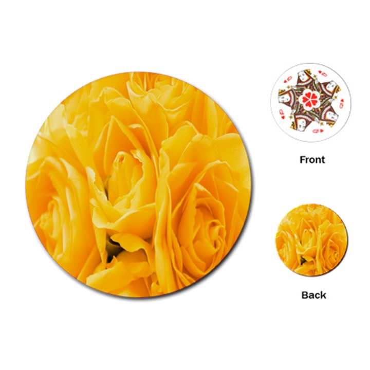 Yellow Neon Flowers Playing Cards (Round) 