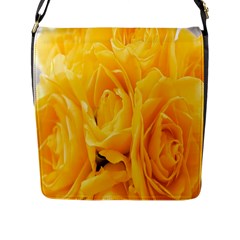 Yellow Neon Flowers Flap Messenger Bag (l)  by Simbadda