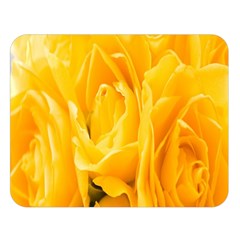 Yellow Neon Flowers Double Sided Flano Blanket (large)  by Simbadda
