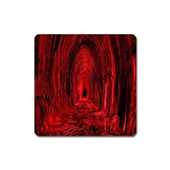 Tunnel Red Black Light Square Magnet by Simbadda