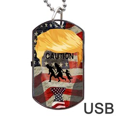 Caution Dog Tag Usb Flash (two Sides) by Valentinaart