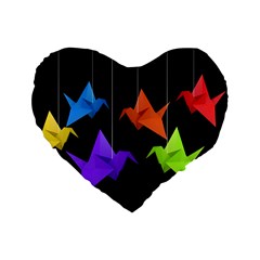 Paper Cranes Standard 16  Premium Heart Shape Cushions by Valentinaart