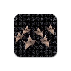 Paper Cranes Rubber Square Coaster (4 Pack)  by Valentinaart