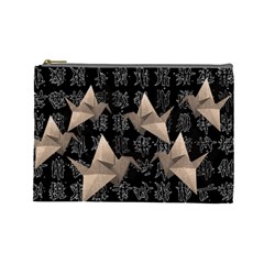 Paper Cranes Cosmetic Bag (large)  by Valentinaart