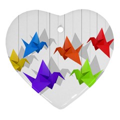 Paper Cranes Heart Ornament (two Sides) by Valentinaart