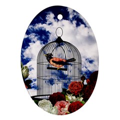 Vintage Bird In The Cage  Ornament (oval) by Valentinaart