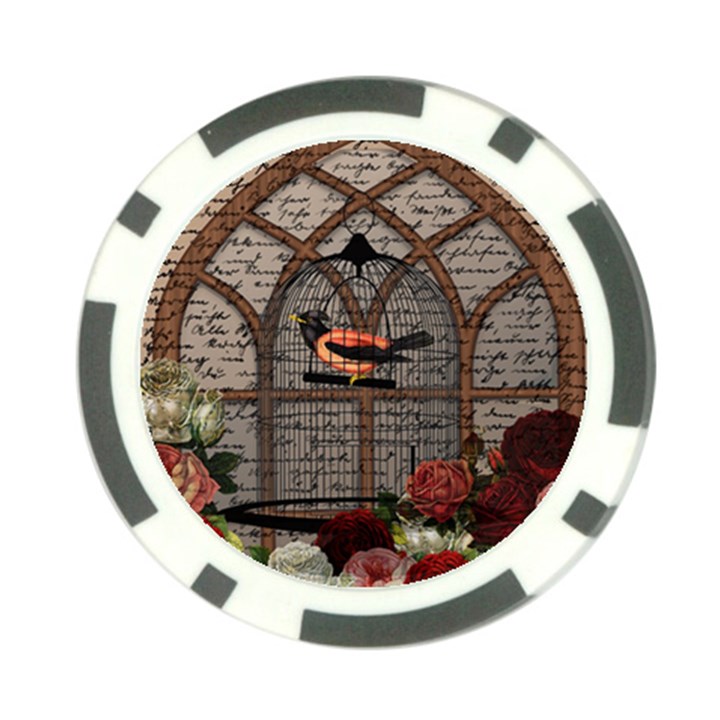 Vintage bird in the cage Poker Chip Card Guard (10 pack)