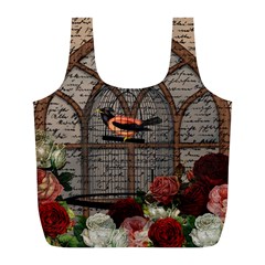 Vintage Bird In The Cage Full Print Recycle Bags (l)  by Valentinaart