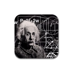 Albert Einstein Rubber Square Coaster (4 Pack)  by Valentinaart