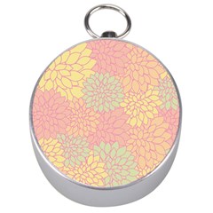 Floral Pattern Silver Compasses