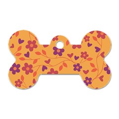 Floral Pattern Dog Tag Bone (two Sides)