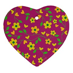 Floral Pattern Heart Ornament (two Sides) by Valentinaart