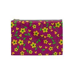 Floral Pattern Cosmetic Bag (medium)  by Valentinaart