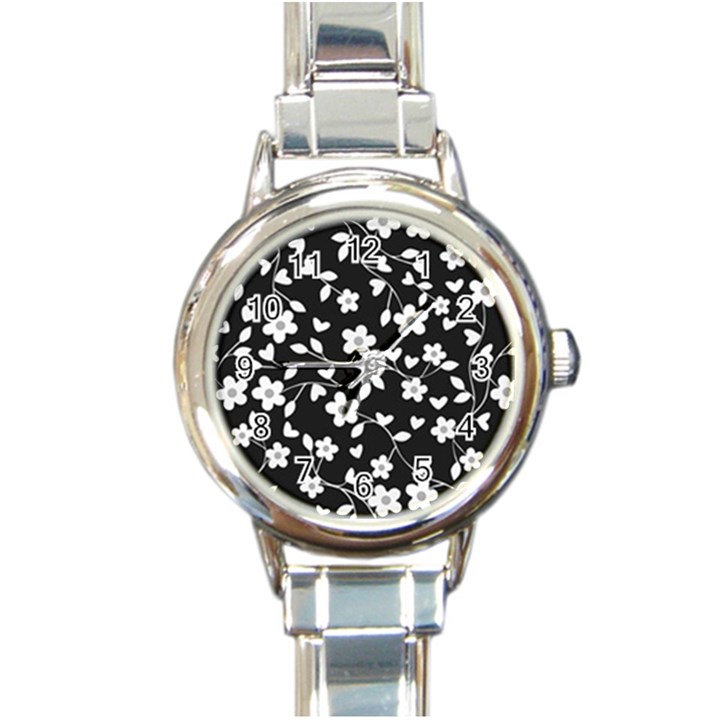 Floral pattern Round Italian Charm Watch