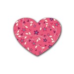 Floral pattern Heart Coaster (4 pack)  Front