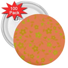 Floral Pattern 3  Buttons (100 Pack) 