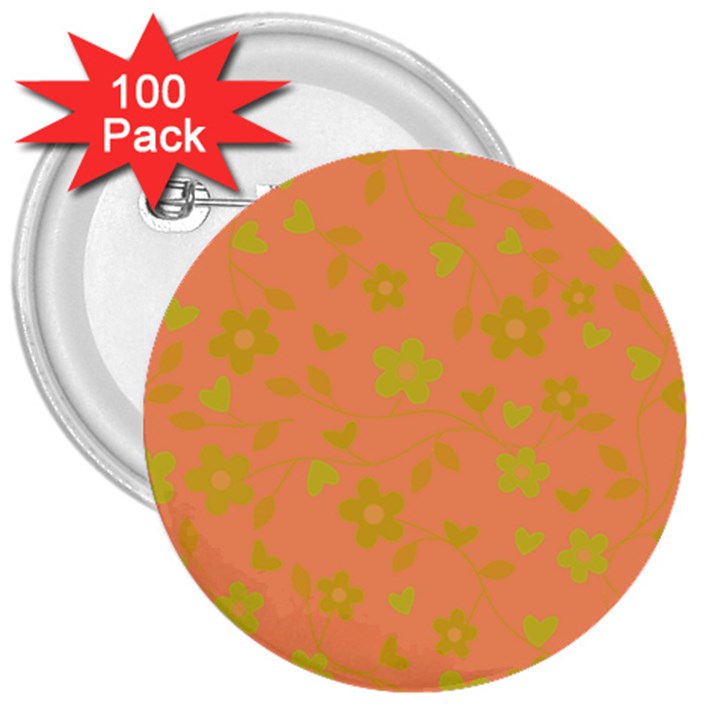 Floral pattern 3  Buttons (100 pack) 