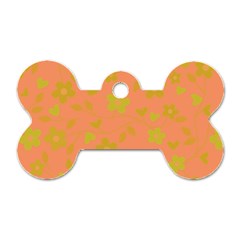 Floral Pattern Dog Tag Bone (two Sides)