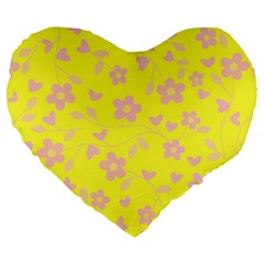 Floral Pattern Large 19  Premium Heart Shape Cushions by Valentinaart