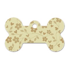 Floral Pattern Dog Tag Bone (two Sides)