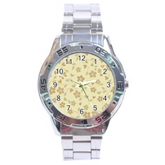 Floral Pattern Stainless Steel Analogue Watch