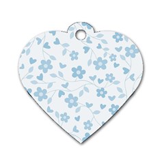 Floral Pattern Dog Tag Heart (one Side) by Valentinaart