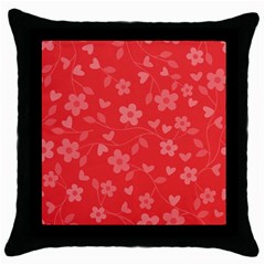 Floral Pattern Throw Pillow Case (black) by Valentinaart