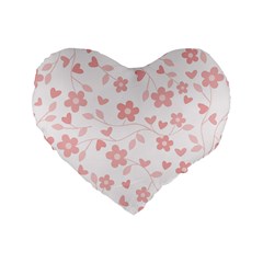 Floral Pattern Standard 16  Premium Flano Heart Shape Cushions by Valentinaart