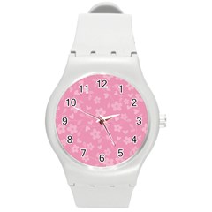 Floral pattern Round Plastic Sport Watch (M)