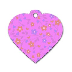 Floral Pattern Dog Tag Heart (one Side) by Valentinaart