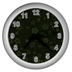 Floral Pattern Wall Clocks (silver) 