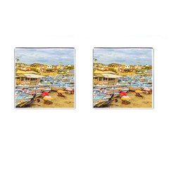 Engabao Beach At Guayas District Ecuador Cufflinks (square) by dflcprints