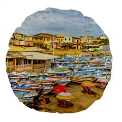 Engabao Beach At Guayas District Ecuador Large 18  Premium Flano Round Cushions by dflcprints