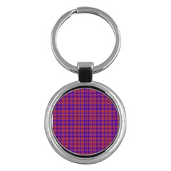 Pattern Plaid Geometric Red Blue Key Chains (round) 