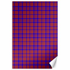 Pattern Plaid Geometric Red Blue Canvas 24  X 36  by Simbadda