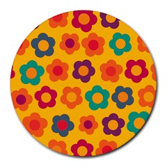 Floral Pattern Round Mousepads by Valentinaart