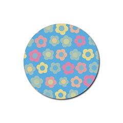 Floral Pattern Rubber Coaster (round)  by Valentinaart
