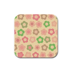 Floral pattern Rubber Square Coaster (4 pack) 