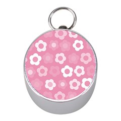 Floral Pattern Mini Silver Compasses