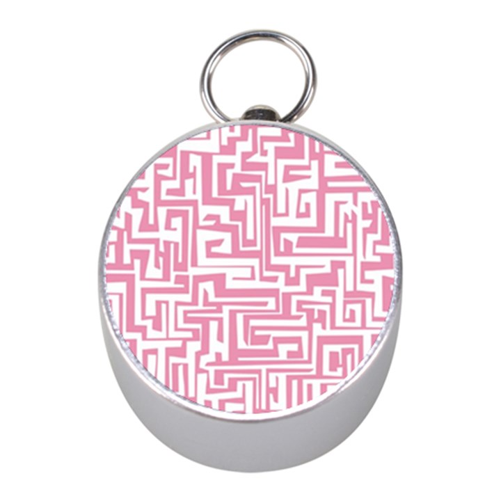 Pink pattern Mini Silver Compasses