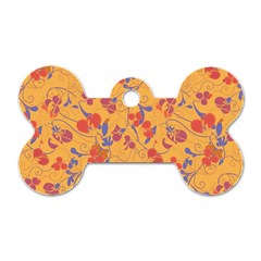 Floral Pattern Dog Tag Bone (two Sides)