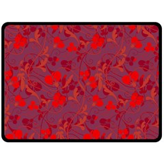 Red Floral Pattern Double Sided Fleece Blanket (large)  by Valentinaart